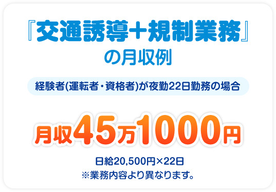 交通誘導+規制業務月収40万7000円